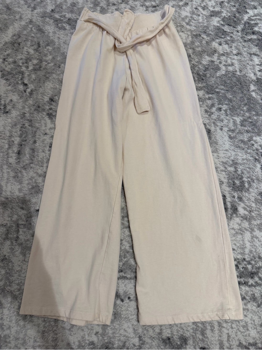 Zara kids paper bag Wide Leg Tie-Waist Pants in Light Beige